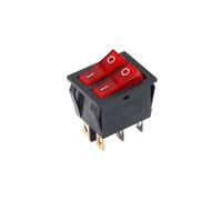 1PCS KCD6 rocker switch transparent with LED light single and double 4-pin 6-pin 2 gears ON OFF 15A 20A silver contacts(Red LED 6Pin 2Gear)