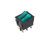 1PCS KCD6 rocker switch transparent with LED light single and double 4-pin 6-pin 2 gears ON OFF 15A 20A silver contacts(Green LED 6Pin 2Gear)