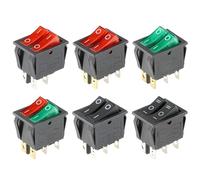1PCS KCD8 6PIN 16A 250V 20A 125V Double Light Switch Rocker Switch Waterproof ON-OFF KCD6 Boat Power Switch(B-2D6P)