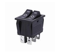 1PCS KCD8 6PIN 16A 250V 20A 125V Double Light Switch Rocker Switch Waterproof ON-OFF KCD6 Boat Power Switch(Black 3end)