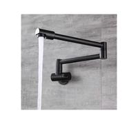 1pcs Kitchen Faucets Black/Chrome Brass Single Cold Wall Mounted Bathroom 360 Rotate Fold-able Basin Universal Sink Taps(Black)