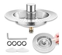 1Pcs Kitchen Sink Plug, Pop Up kitchen sink strainer plug, 3-in-1 Stainless Steel Sink Aid, Universal Sink Drain Stoppers, Fast Drainage Kitchen Sink Plug, With Baskets -Sinks Hole (76-85mm).