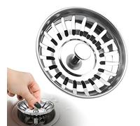 1Pcs Kitchen Sink Plug Strainer Stainless Steel Kitchen Sinks Strainer Universal Sink Plug Replacement Hair and Food Debris Catcher Rust Resistance Push Drain Design Silver for Hole Diameter 78mm