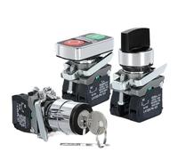 1PCS Knob Switch 22mm XB4-BD21 BD33 BD23 BG21 BG33 1NO/2NO/1NO1NC 2/3 Position Self Locking Key Select Knob Double Push Button Switch(DVPEN01-SL,1NO1NC,380V)