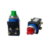 1pcs LA18-22X/2 Rotary Button Switch 25mm Mounting 2/3 Position 380V Gear Selector LA18-22X/3/2 Knob Rotaris Select(Gr.een,3 Position)