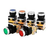 1pcs LA38-11BN Flat Head Pushbutton Switch 22mm 1NO 1NC Momentary Push Button Switches Black Blue Green Red White Yellow(70A,Self locking)