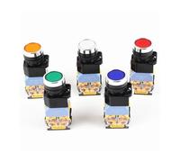 1PCS LA38-11D/11DS Sliver Push Button Switch with Light On/Off Momentary/Latching 22mm 220V 24V LED Indicators(Beige,380V)