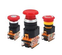 1PCS LA38-11ZS Self-Locking 22mm Emergency Power Push Button Switchstop Mushroom Head Emergency Stop Button Switch(White Arrows)