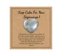 1Pcs Labradorite Thumb Worry Stone Healing Crystals Gifts with Gift Card, Grey Labradorite Heart Love Healing Crystals Stones for Women Polished Reiki Balancing