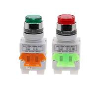1pcs LAY37 Y090 22mm DPST 1NO 1NC LED Light Momentary Push button switches Red Green Yellow Blue head power switch IDGTTLDF(Beige,24V)