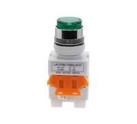 1pcs LAY37 Y090 22mm DPST 1NO 1NC LED Light Momentary Push button switches Red Green Yellow Blue head power switch IDGTTLDF(Green,220V)