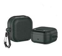 1PCS Leather Plastic Case for Galaxy Buds4 4 Pro, Earbuds Protective Cover Skin Shell Housing Sleeve Wireless Earphones Protection Storage Box with Carabiner(Only Case) (Army Green)