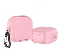 1PCS Leather Plastic Case for Galaxy Buds4 4 Pro, Earbuds Protective Cover Skin Shell Housing Sleeve Wireless Earphones Protection Storage Box with Carabiner(Only Case) (Pink)