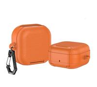 1PCS Leather Plastic Case for Galaxy Buds4 4 Pro, Earbuds Protective Cover Skin Shell Housing Sleeve Wireless Earphones Protection Storage Box with Carabiner(Only Case) (Orange)