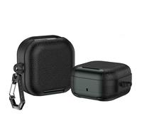 1PCS Leather Plastic Case for Galaxy Buds4 4 Pro, Earbuds Protective Cover Skin Shell Housing Sleeve Wireless Earphones Protection Storage Box with Carabiner(Only Case) (Army Green + Black)