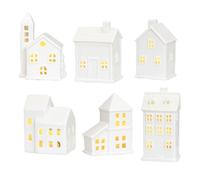 1pcs LED Light Mini Wood House Model Luminous For Christmas Christmas Houses Festive Kids House Gifts Ornaments Wooden lights xmas up claus sets,christmas town Decorations wooden Houses,White