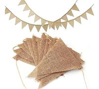 1Pcs Linen Pull Flags (48 Pieces), Jute Vintage Pull Flags, Rustic Style Decorative Flags, Burlap Pennant Flags for Outdoor Interior Decoration, Garden Birthday Party, Wedding Party