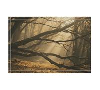 1PCS Linen Table Placemats 12x18 Inch, Rectangle Heat Resistant & Non-Slip Table Mats, Branches Wood Place Mats for Kitchen, Office, Party Decor