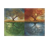1PCS Linen Table Placemats 12x18 Inch, Rectangle Heat Resistant & Non-Slip Table Mats, Four Season Tree of Life Place Mats for Kitchen, Office, Party Decor