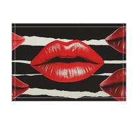 1PCS Linen Table Placemats 12x18 Inch, Rectangle Heat Resistant & Non-Slip Table Mats, Red Lips Kiss Place Mats for Kitchen, Office, Party Decor