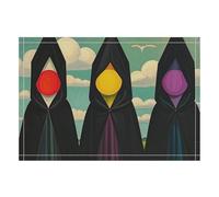 1PCS Linen Table Placemats 12x18 Inch, Rectangle Heat Resistant & Non-Slip Table Mats, Terrible Witches Place Mats for Kitchen, Office, Party Decor