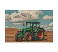1PCS Linen Table Placemats 12x18 Inch, Rectangle Heat Resistant & Non-Slip Table Mats, Tractor Under Blue and White Clouds Place Mats for Kitchen, Office, Party Decor