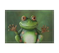 1PCS Linen Table Placemats 12x18 Inch, Rectangle Heat Resistant & Non-Slip Table Mats, Welcome Frog Place Mats for Kitchen, Office, Party Decor