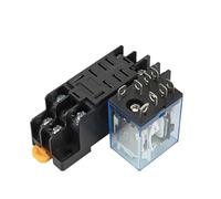 1pcs LY2NJ HH62P Small Electromagnetic Relay 10A 8-pin Coil Power DC12V DC24V AC110V AC220V with Socket Base DIN Rail(DC24V)
