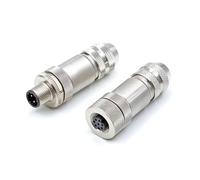 1PCS M12 Straight Or 90 Degrees Metal Assembly - Screw Crimping Male Or Female Waterproof IP67 M12 Connector PG7 PG9(Straight,FEMALE INSERT_PG9_3P)