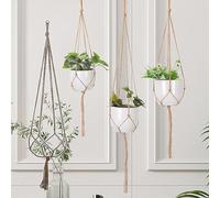 1Pcs Macrame Plant Hanger, Indoor Hanging Planter Basket, Handmade Woven Jute Rope Boho Flower Pot Holder Stand for Indoor Outdoor Home Decor (Long, 104cm)