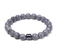 1Pcs Magnetic Sobriety Bead Bracelet, Natural Stone Handmade Beaded Bracelets for Women Men, Lightweight & Stylish Anti Alcohol Bracelet, Relief Stress Jewelry Gift for Adults (light gray)