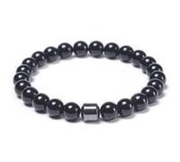 1Pcs Magnetic Sobriety Bead Bracelet, Natural Stone Handmade Beaded Bracelets for Women Men, Lightweight & Stylish Anti Alcohol Bracelet, Relief Stress Jewelry Gift for Adults (black)
