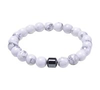 1Pcs Magnetic Sobriety Bead Bracelet, Natural Stone Handmade Beaded Bracelets for Women Men, Lightweight & Stylish Anti Alcohol Bracelet, Relief Stress Jewelry Gift for Adults (White)