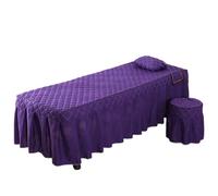 1pcs Massage Bed Cover Pillowcase for Beauty Salon Table Skirt Skin-Friendly SPA with Hole(Solid Purple,70X190 bedskirt only)