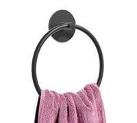 1PCS Matt Black Towel Holder for Bathroom Towel Ring, Stainless Steel Towel Rack Bathroom Towel Ring Self Adhesive Towel Rail Towel Rack Wall Mounted Towel Hanger for Bathroom Kitchen