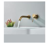 1PCS Matte Black Wall Mounted Bathroom Basin Brushed Single Handle hot and Cold Mixer Concealed washbasin(Antique Brass)