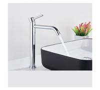 1PCS Matte Black White Chrome Bathroom High Countertop Basin Mixer Hot and Cold Mixer Single Hole Basin Crane(Chrome)