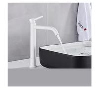 1PCS Matte Black White Chrome Bathroom High Countertop Basin Mixer Hot and Cold Mixer Single Hole Basin Crane(White)