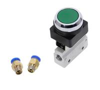 1pcs Mechanical Valve 1/8" Thread 2 Position 3 Way Green Flat Push Button Momentary Pneumatic Valve MOV-321PP(PC 8mm Fittings)
