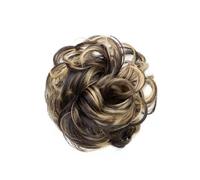 1PCS Messy Hair Bun Scrunchies Extension Curly Wavy Synthetic Chignon Hairpieces for Women Hair Ponytail for Women Girls(Dack Brown mix blonde)