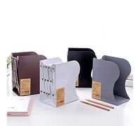 1pcs Metal Bookends Adjustable Expandable Book Holder Students Heavy-duty Book Stand Non-Slip Desktop Organizer Hollow Book shelves Document Dividers(Black Large)