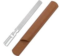1PCS Metal Nail File - Double-Sided Nail Filer - Reusable Manicure Tool with Leather Case - Toe Nail File for Home, Salon or Travel Use (Silver, 12.5×1.3cm)