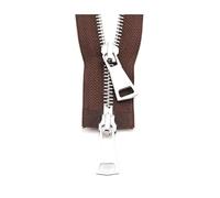 1pcs Metal Zipper, Single Size 5# 70-120cm Open-End with Double Sliders and Auto-Lock, for Down Jackets,Coffee,90cm