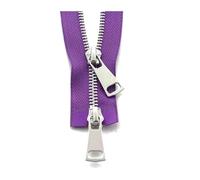 1pcs Metal Zipper, Single Size 5# 70-120cm Open-End with Double Sliders and Auto-Lock, for Down Jackets,Purple,90cm