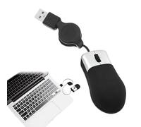 1PCS Mini Travel Mouse, Black Mini Mouse Corded, Retractable Cable Wired Usb Optical Mouses, Sleek Portable Adjustable Small Mouse for Apple Mac Hp Dell Lenovo Thinkpad Sony Pc Laptop - Travel Minis