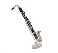 1Pcs Miniature Alloy Bass Clarinet Model With Support Mini Musical Instrument Musical Instrument Model Miniature