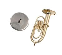 1Pcs Miniature Copper Baritone Model With Support Mini Tuba Musical Instrument Mini Musical ornaments (Size : 15cm)