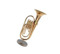 1Pcs Miniature Copper Baritone Model With Support Mini Tuba Musical Instrument Mini Musical ornaments (Size : 15cm)