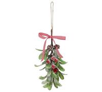 1pcs Mistletoe Christmas Decoration, Plaid Red Bow Berries Mistletoe Kissing Ball Glitter Christmas Berry Tree Hanging Ornaments Dry Leaf Hanging Party Decoration for Tree Door