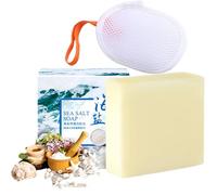 1Pcs Mite Soap Rich In Sea Salt, Face Soap With Lathering Net, With Goat Milk & Sea Salt, Quickly Remove Mites Repair Nourish Skin Personal Care Product, For Face & Body